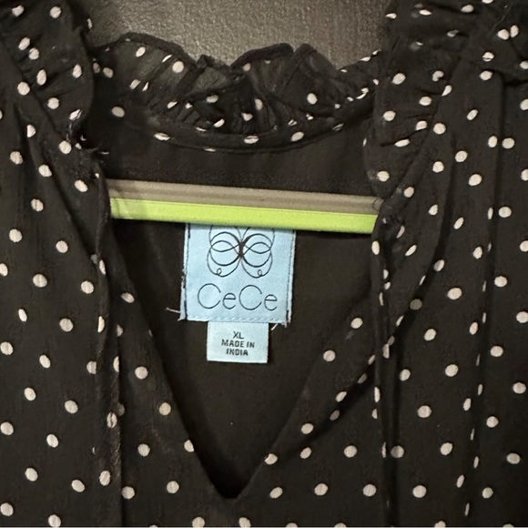 NWOT Cece Women's Black shift dress with white polka dots - XL -‎ cute w belt - Picture 5 of 10